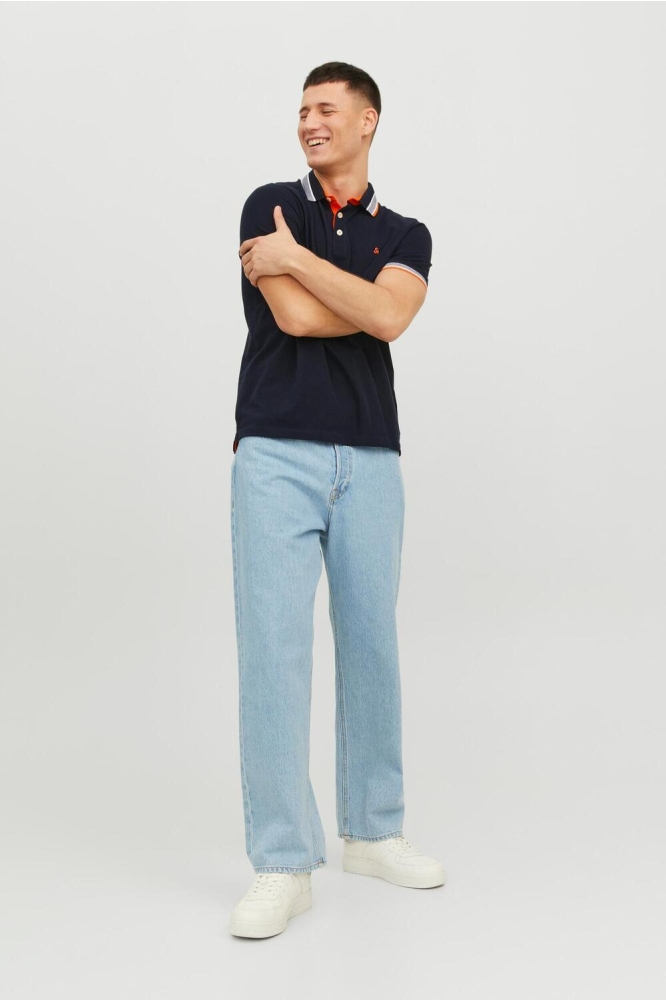 JJEPAULOS POLO SS NOOS 12136668 BLACK NAVY/NEON